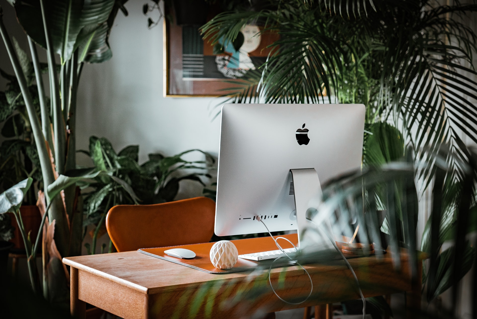 An iMac at a very hippie and artsy office space